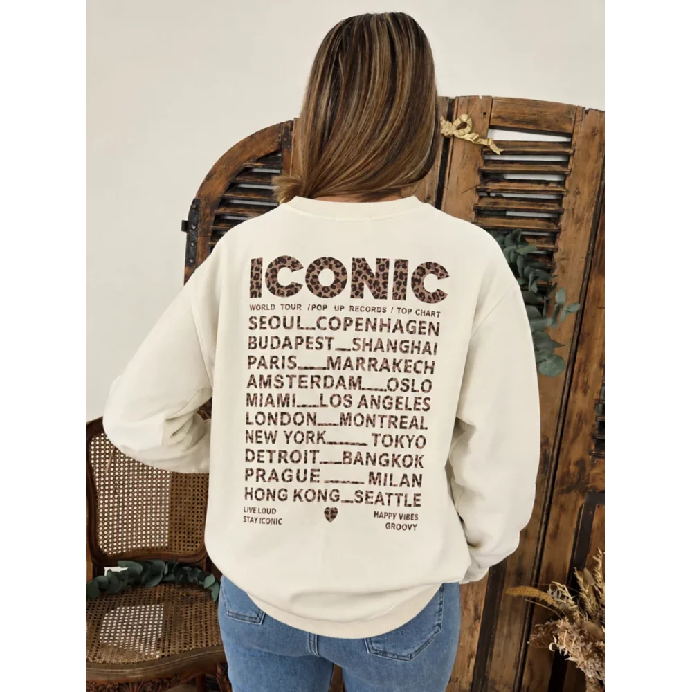 Sweat ecru ICONIC leopard