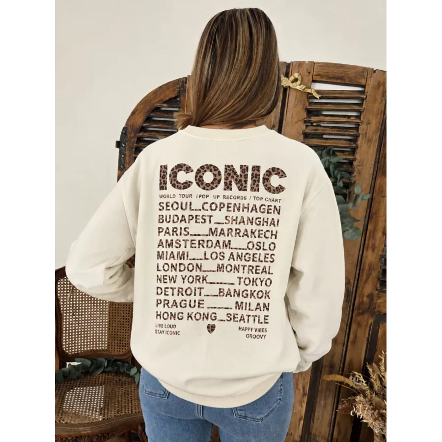 Sweat ecru ICONIC leopard
