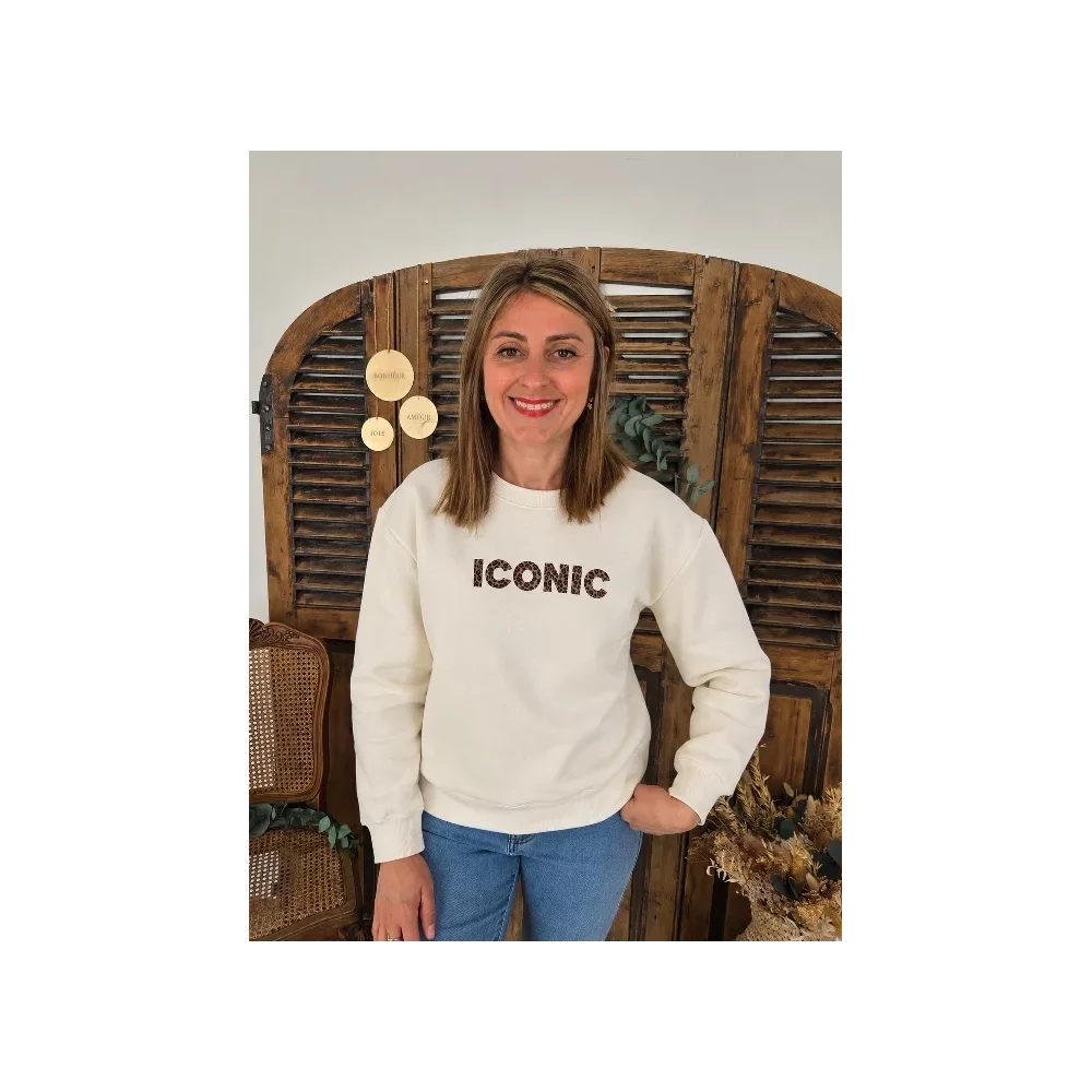 Sweat ecru ICONIC leopard