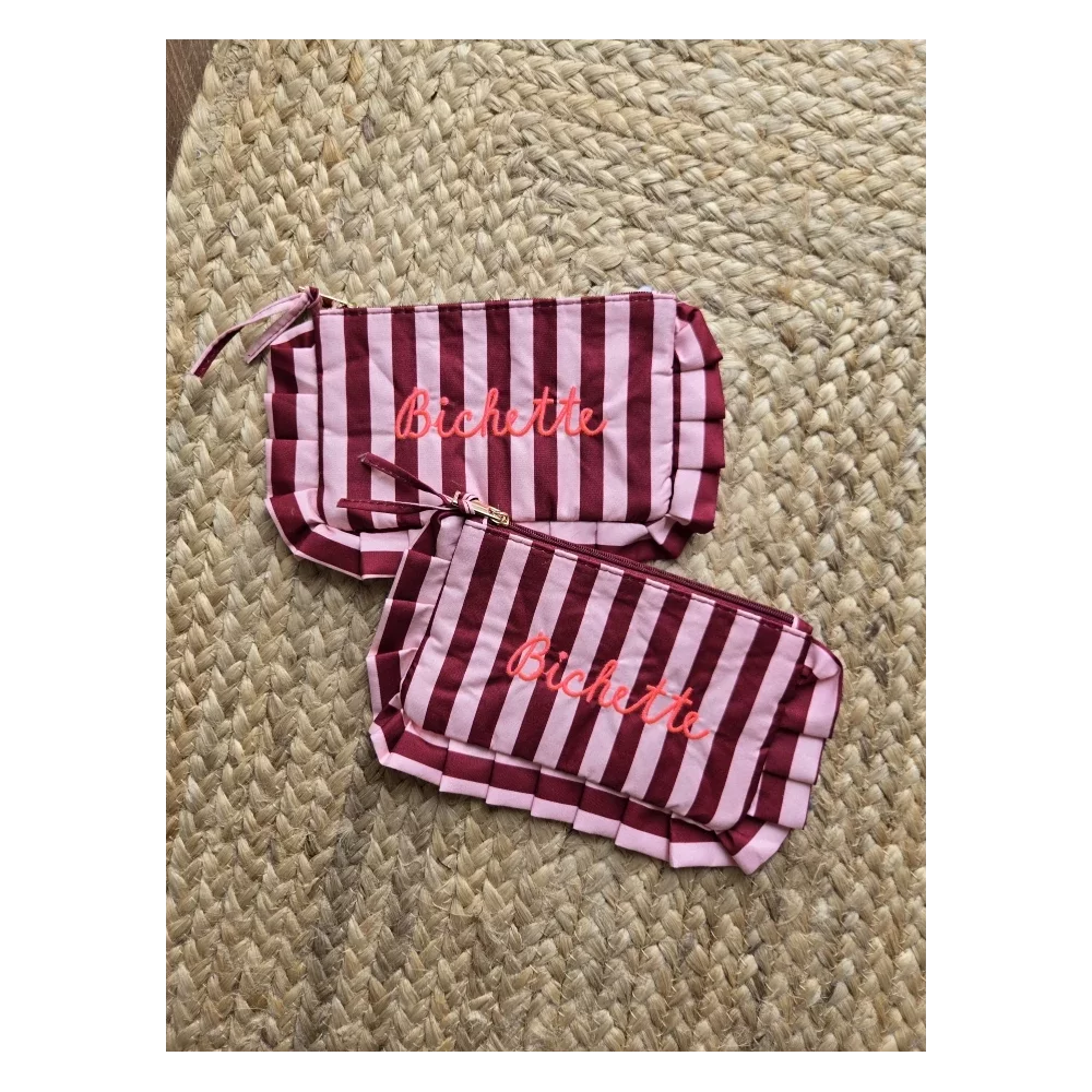 Pochette Trousse rayé bordeaux Bichette