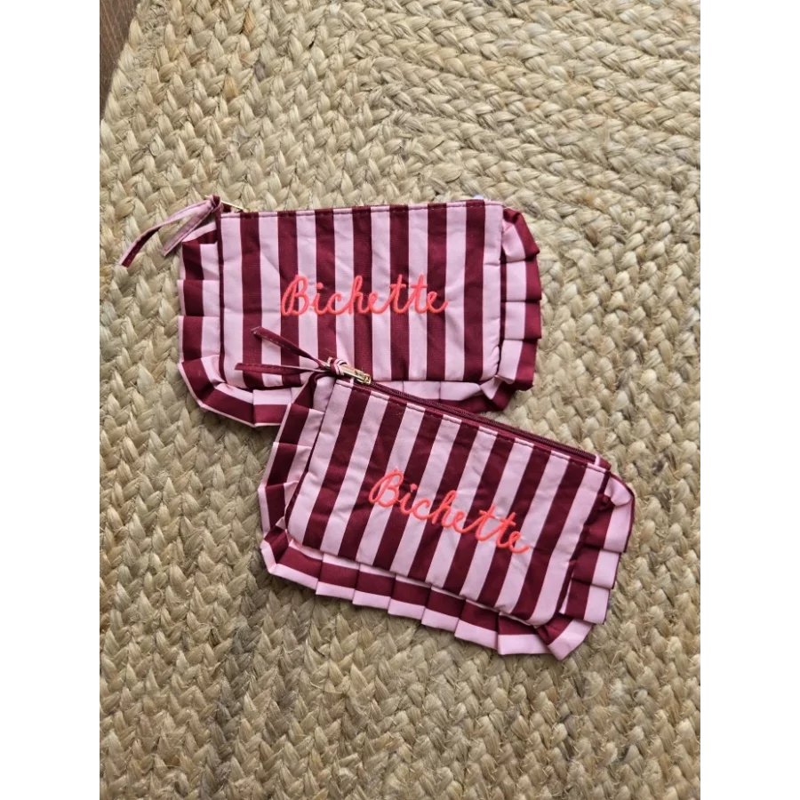 Pochette Trousse rayé bordeaux Bichette