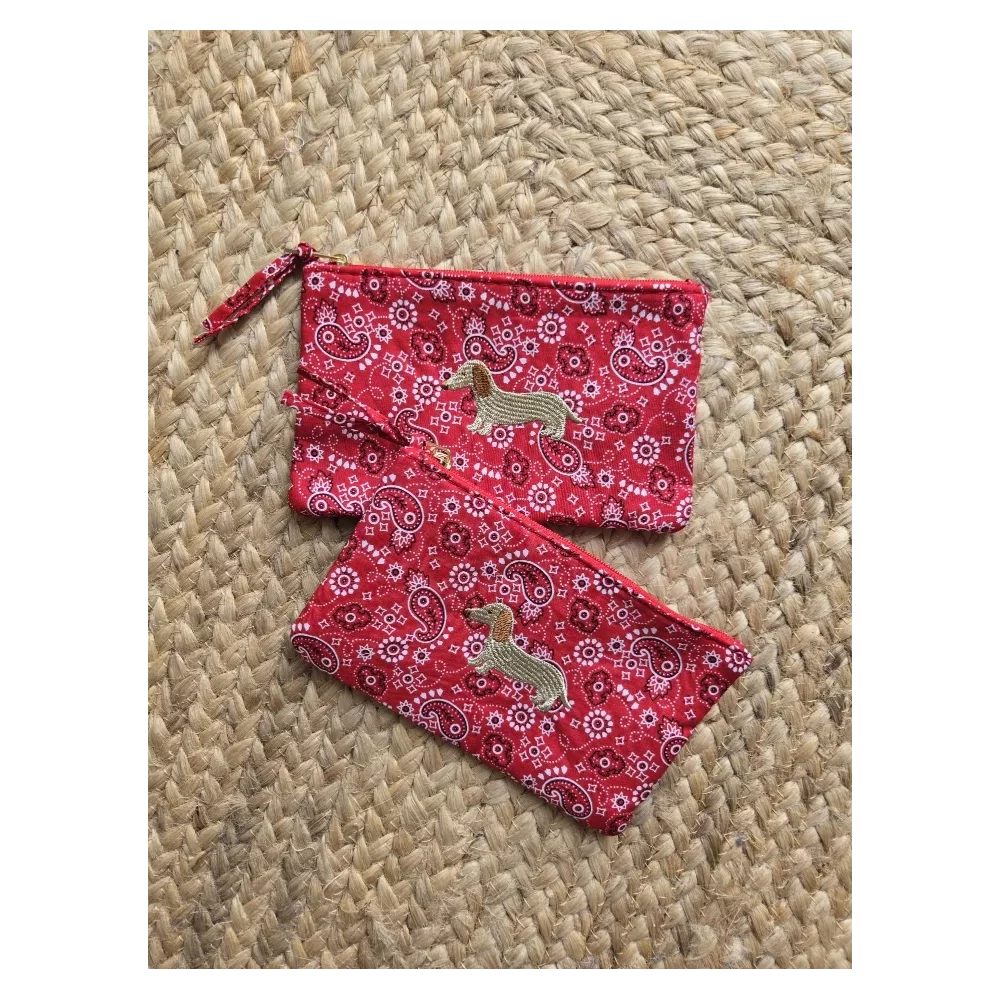 Pochette Trousse bandana rouge Teckel
