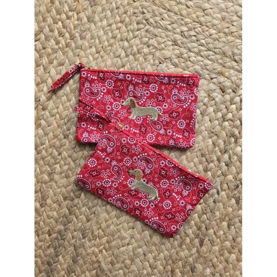 Pochette Trousse bandana rouge Teckel