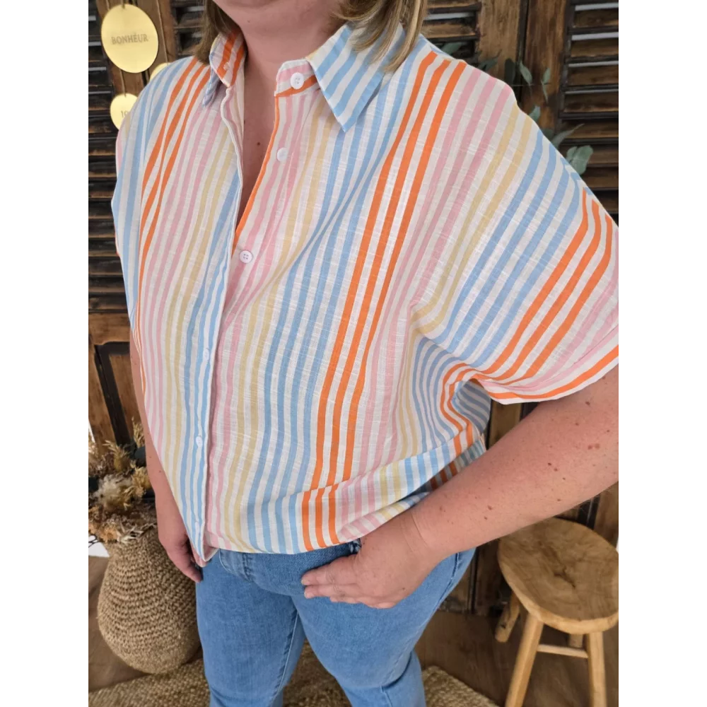 Chemise Murielle rayures colorées