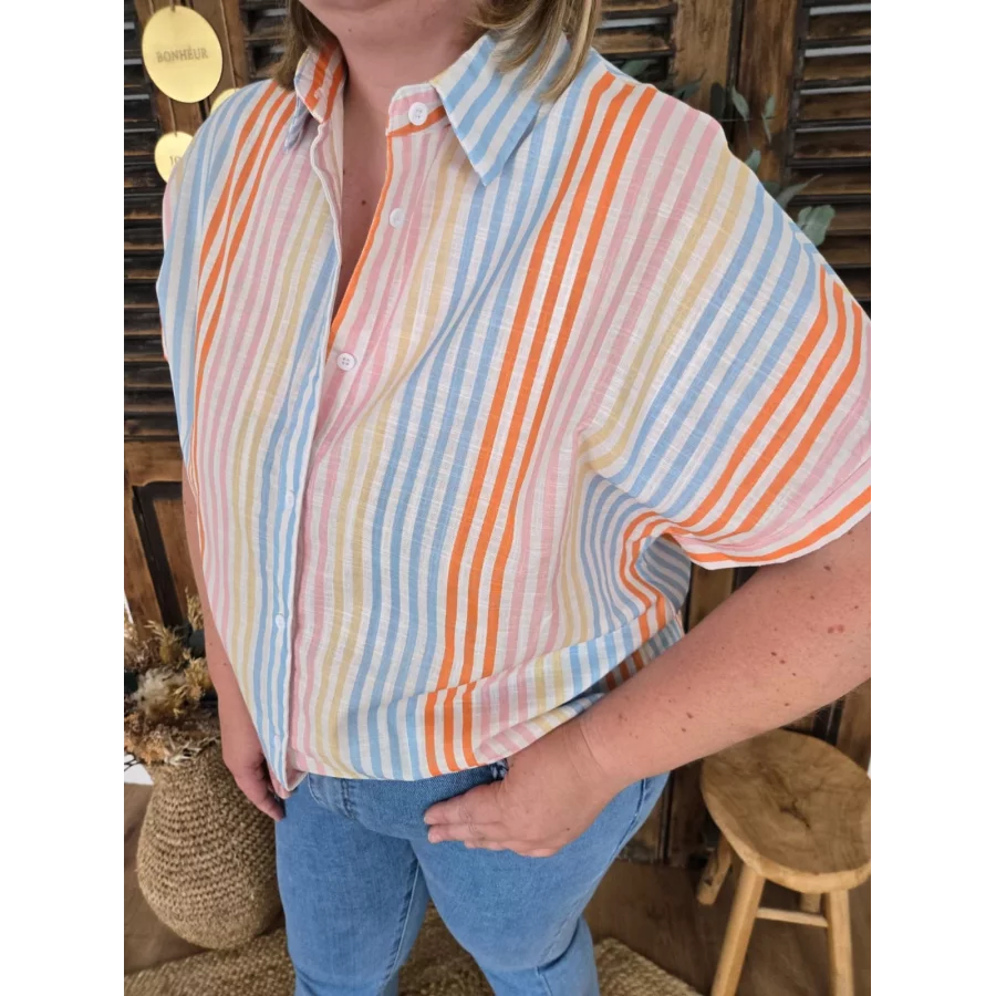 Chemise Murielle rayures colorées