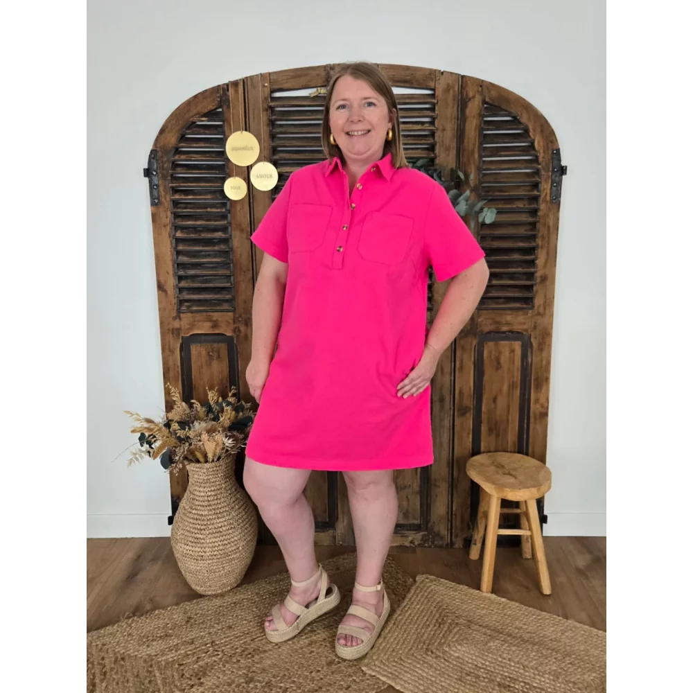 Robe chemise Rosalie fuchsia