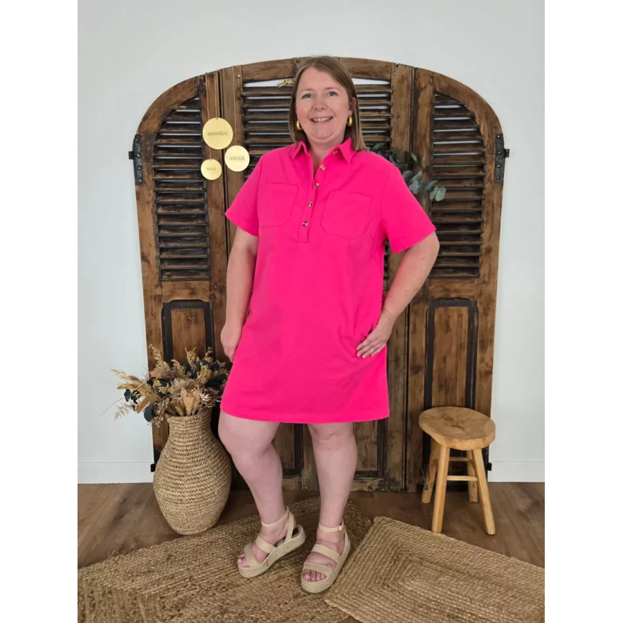 Robe chemise Rosalie fuchsia
