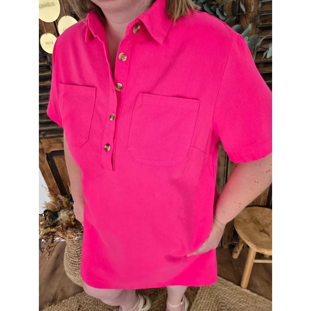 Robe chemise Rosalie fuchsia