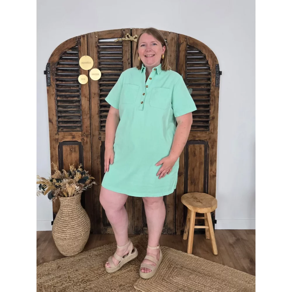 Robe chemise Rosalie vert menthe