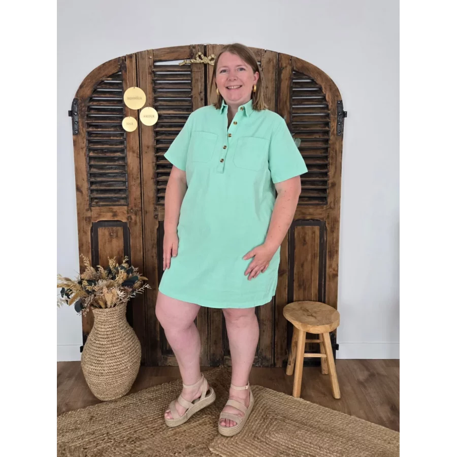 Robe chemise Rosalie vert menthe