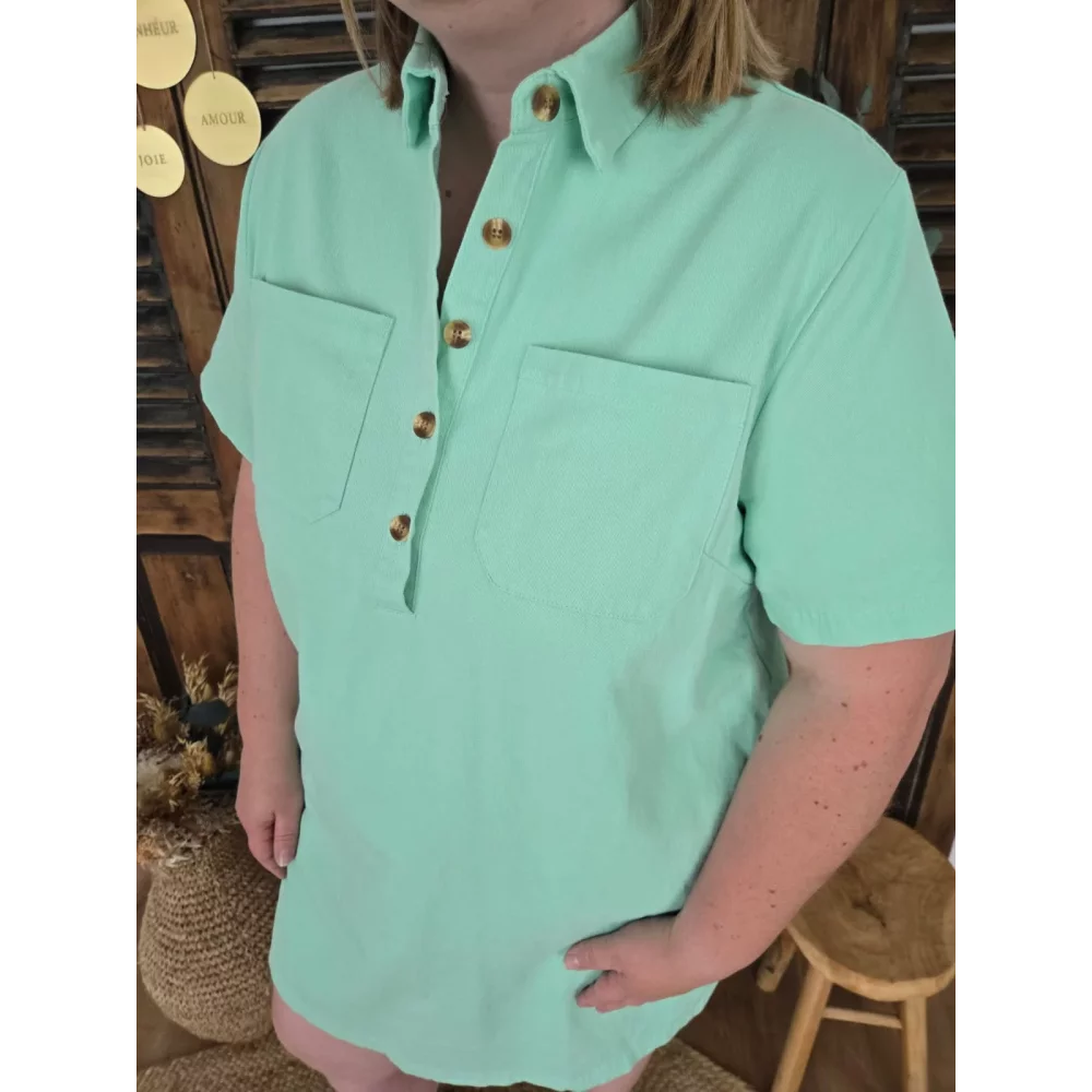 Robe chemise Rosalie vert menthe