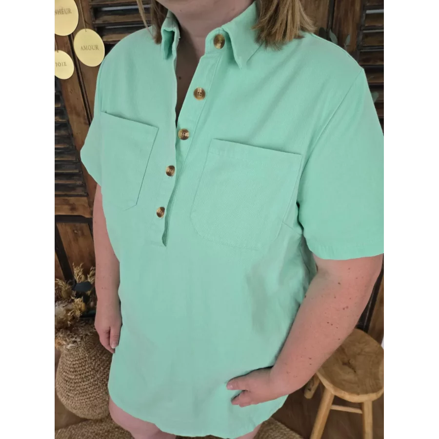 Robe chemise Rosalie vert menthe