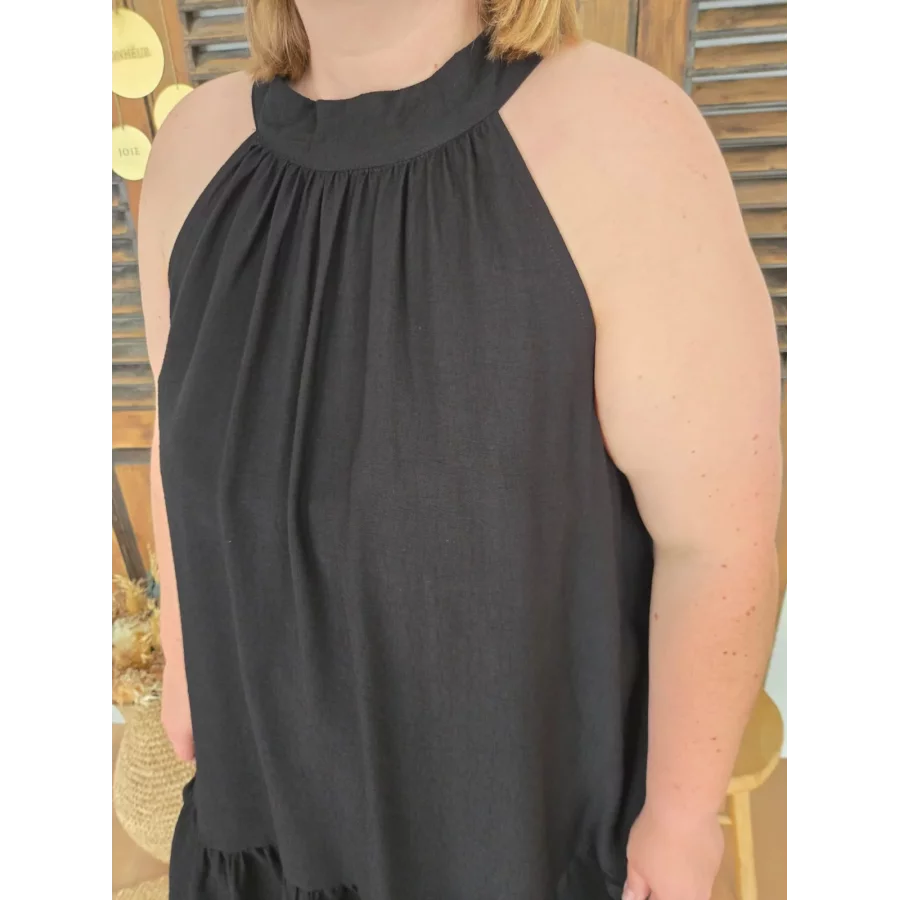 Robe Tristane noir epaules nues