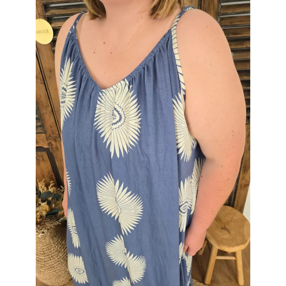 Robe longue Charlotte bleu