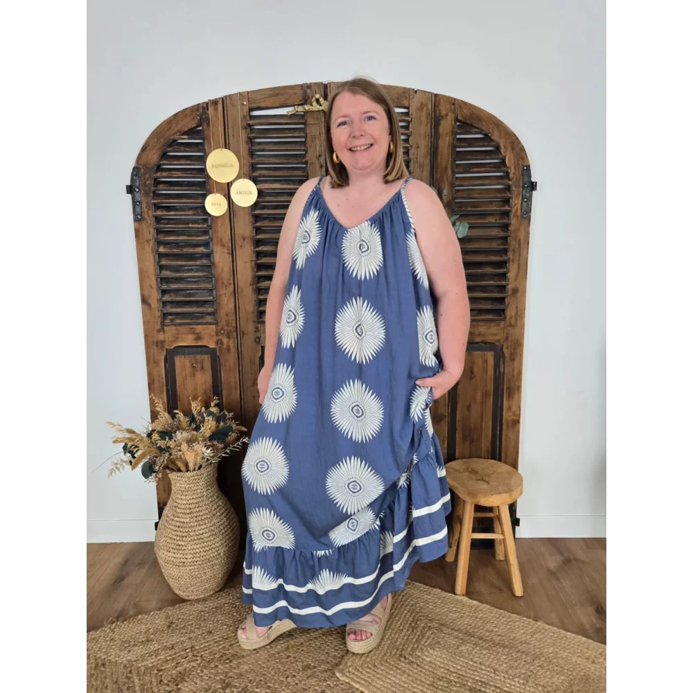 Robe longue Charlotte bleu