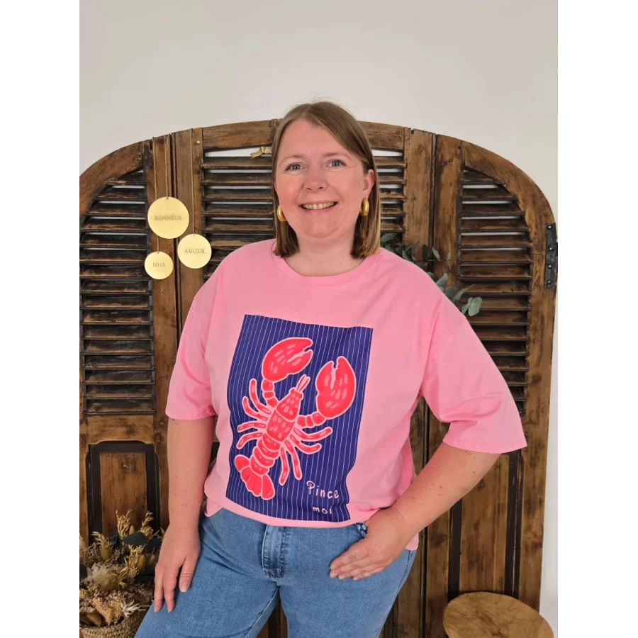 T-shirt rose Homard Pince Moi