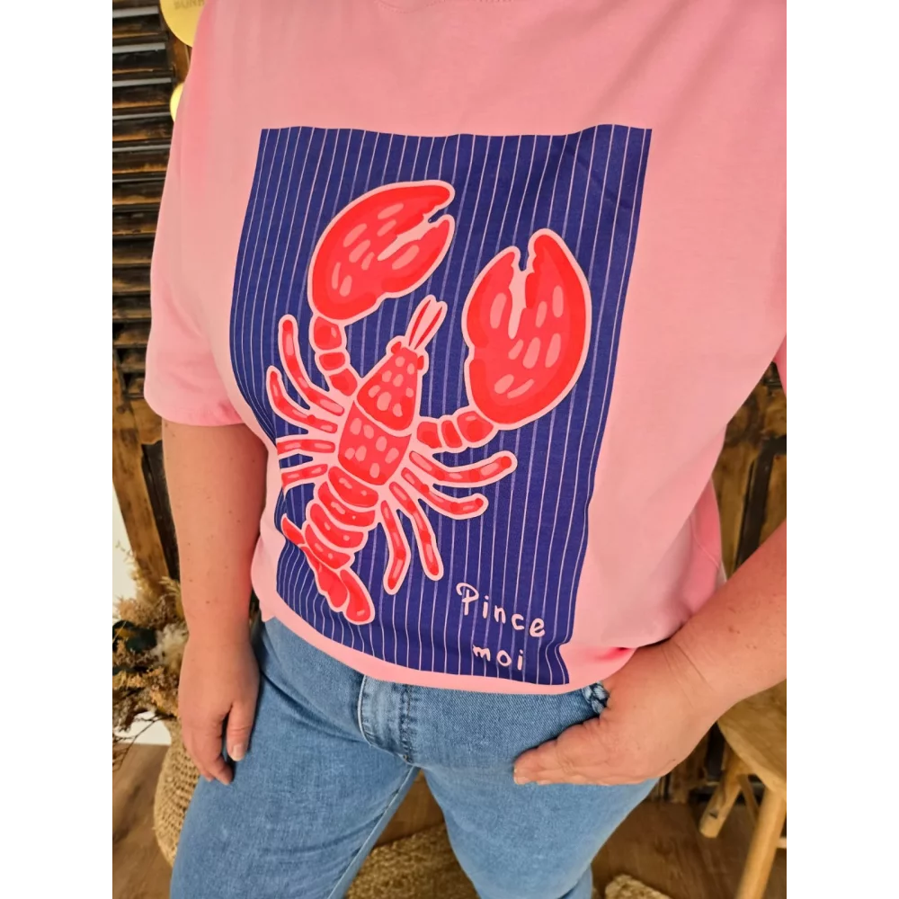 T-shirt rose Homard Pince Moi
