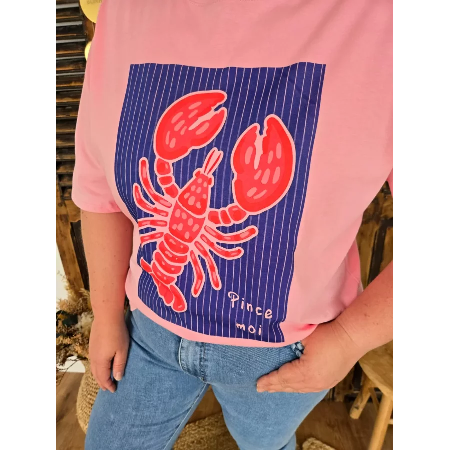 T-shirt rose Homard Pince Moi