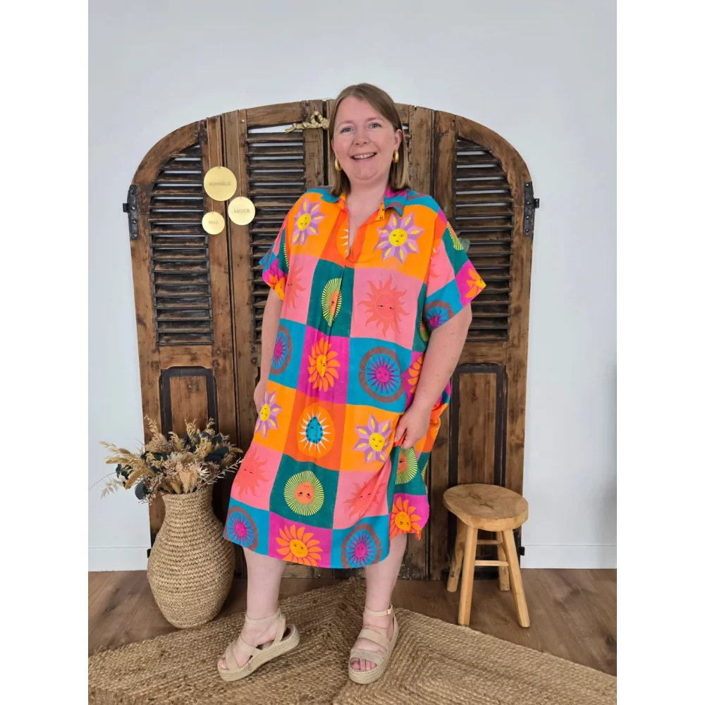 Robe fluide imprimée soleil