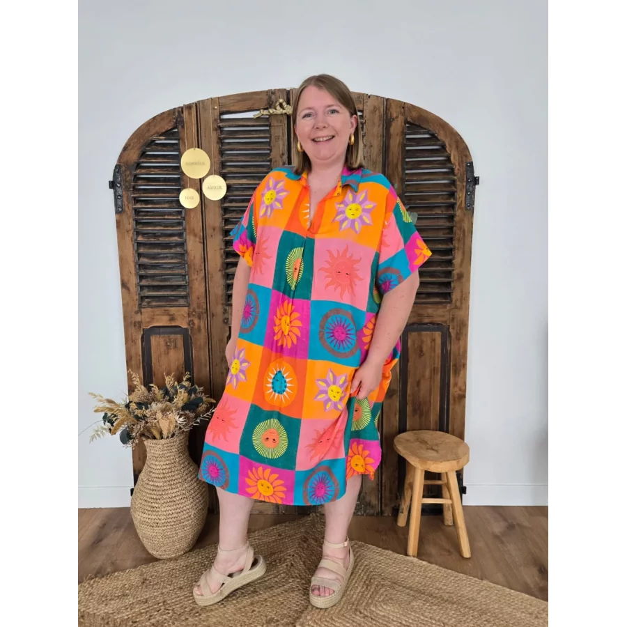 Robe fluide imprimée soleil