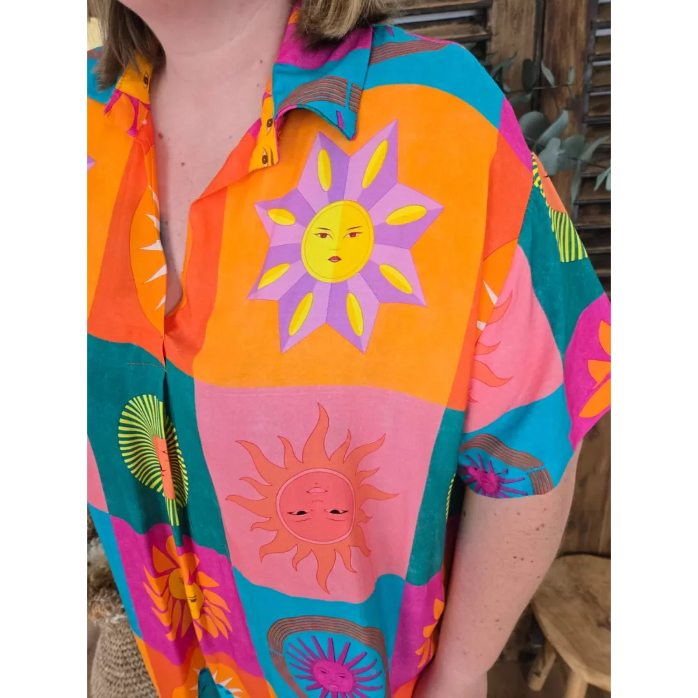 Robe fluide imprimée soleil