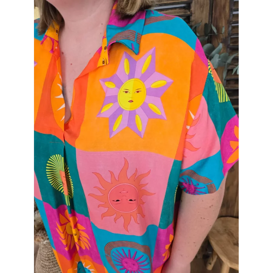 Robe fluide imprimée soleil
