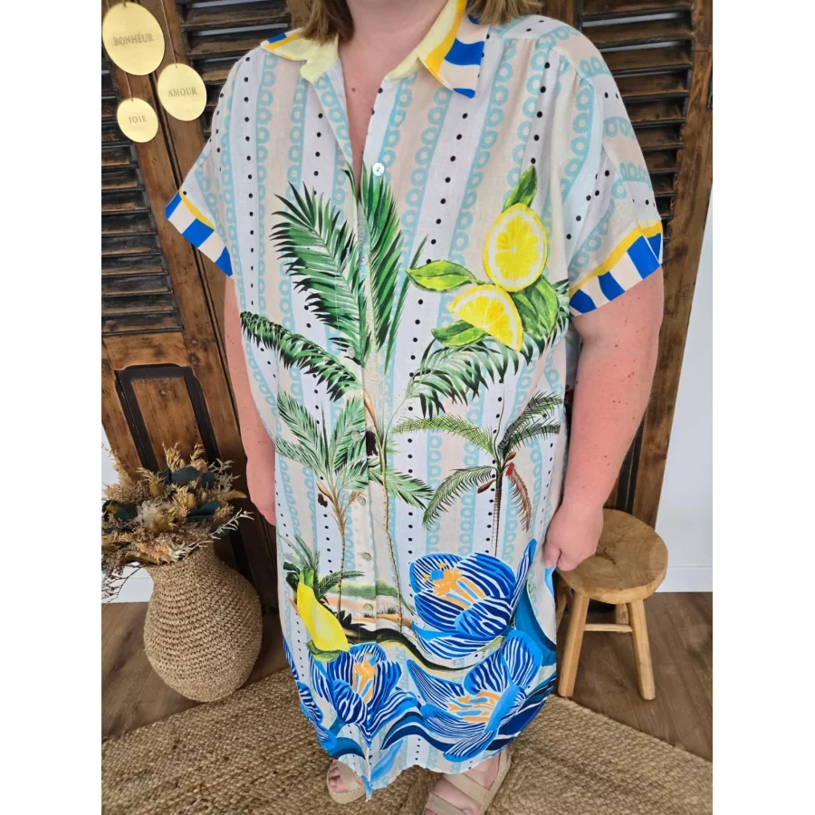 Robe chemise oversize Dolce Vita citron