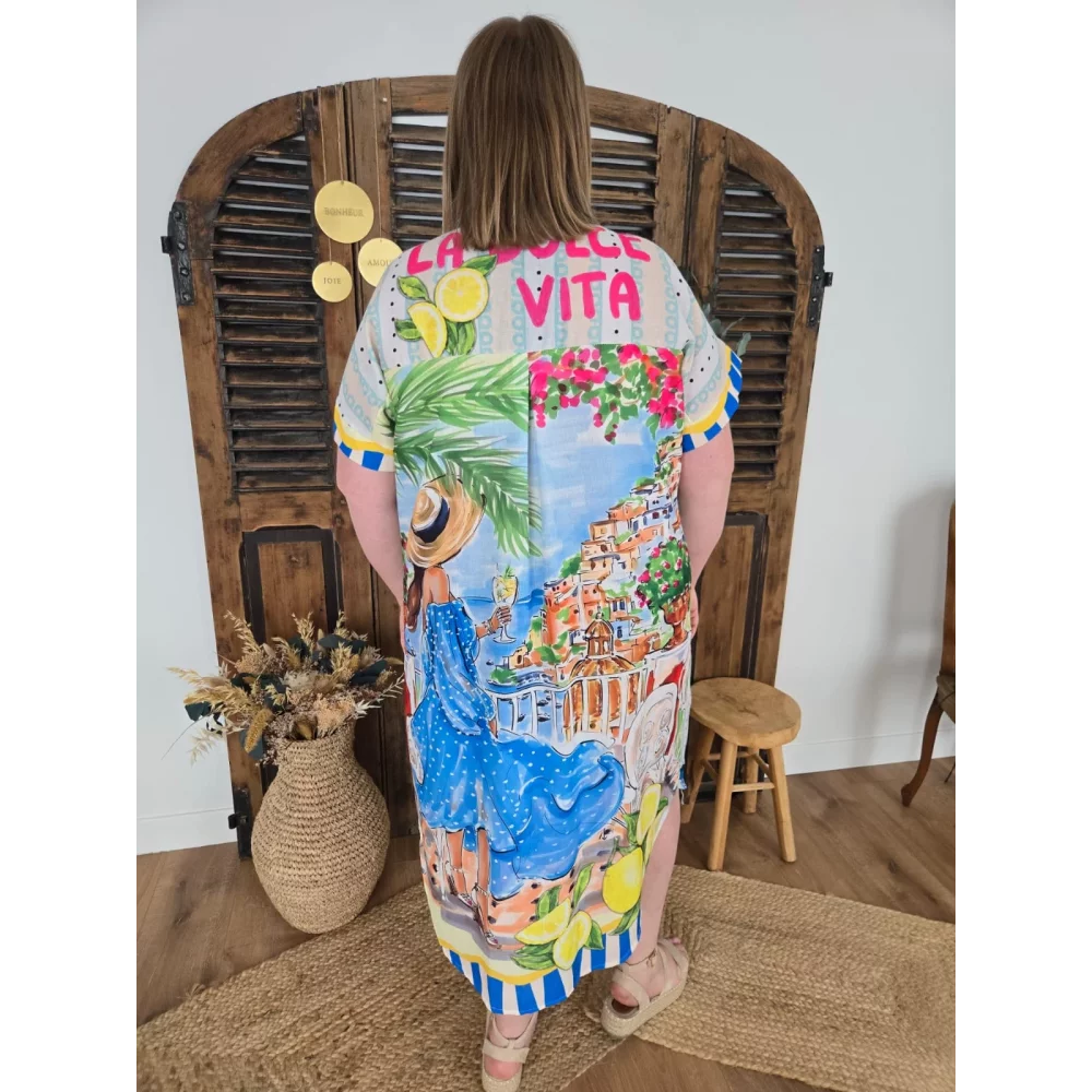Robe chemise oversize Dolce Vita citron