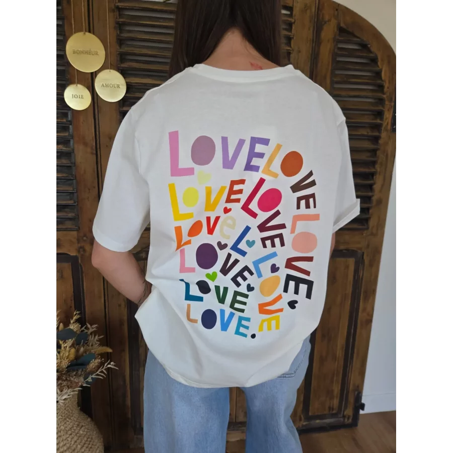 T-shirt blanc Love Love coloré