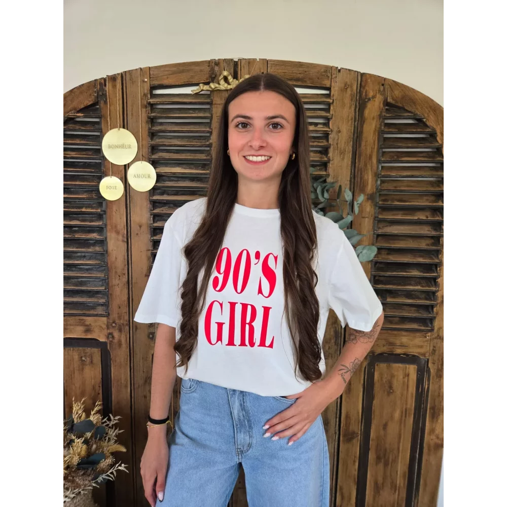 T-shirt 90'S Girl blanc