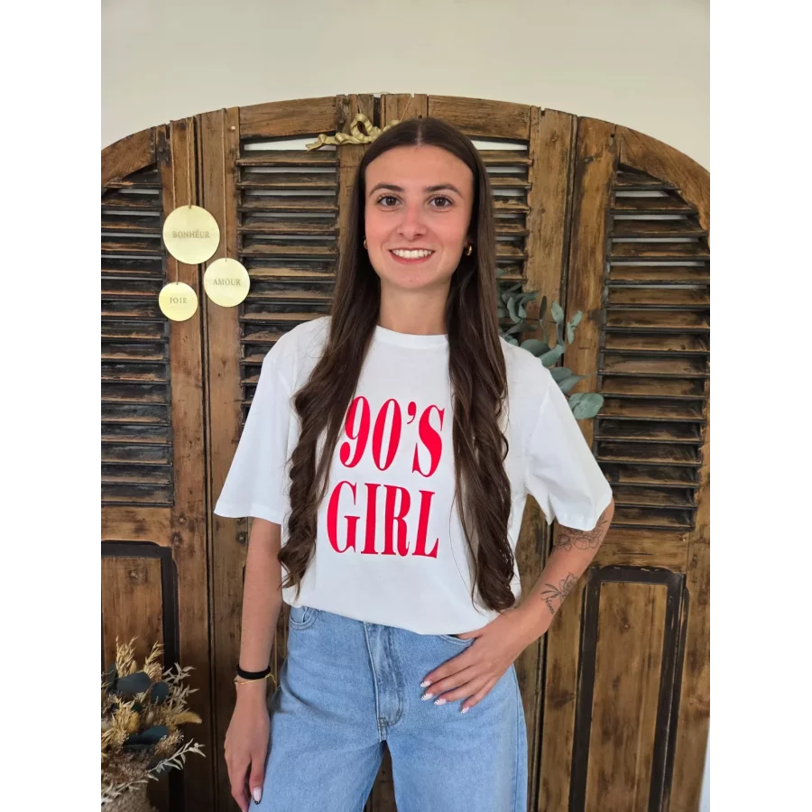 T-shirt 90'S Girl blanc