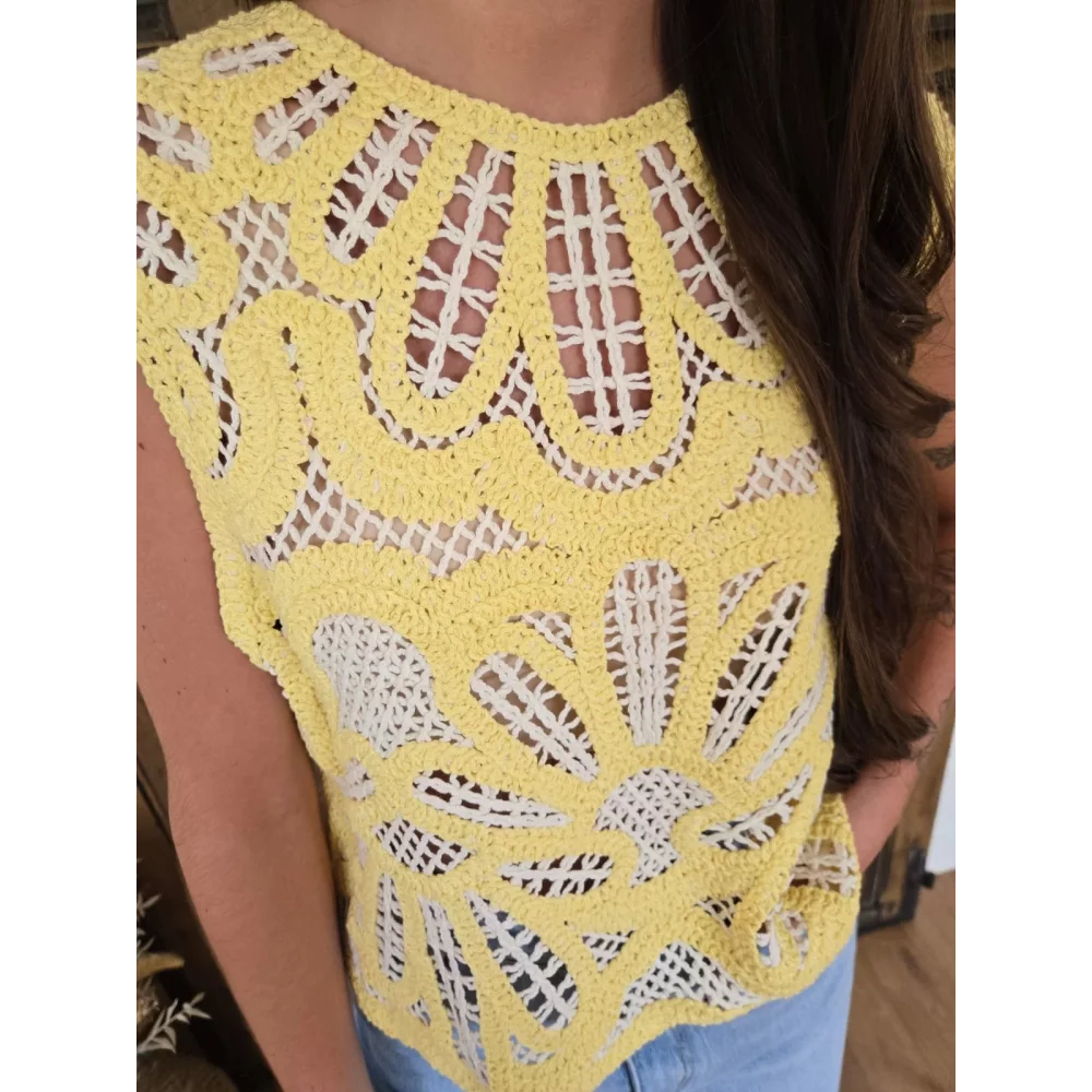Top Victor crochet jaune