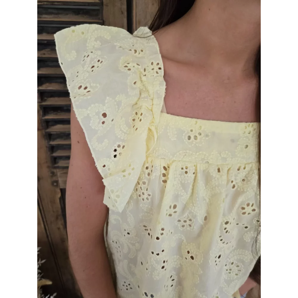 Top Louis broderie anglaise jaune