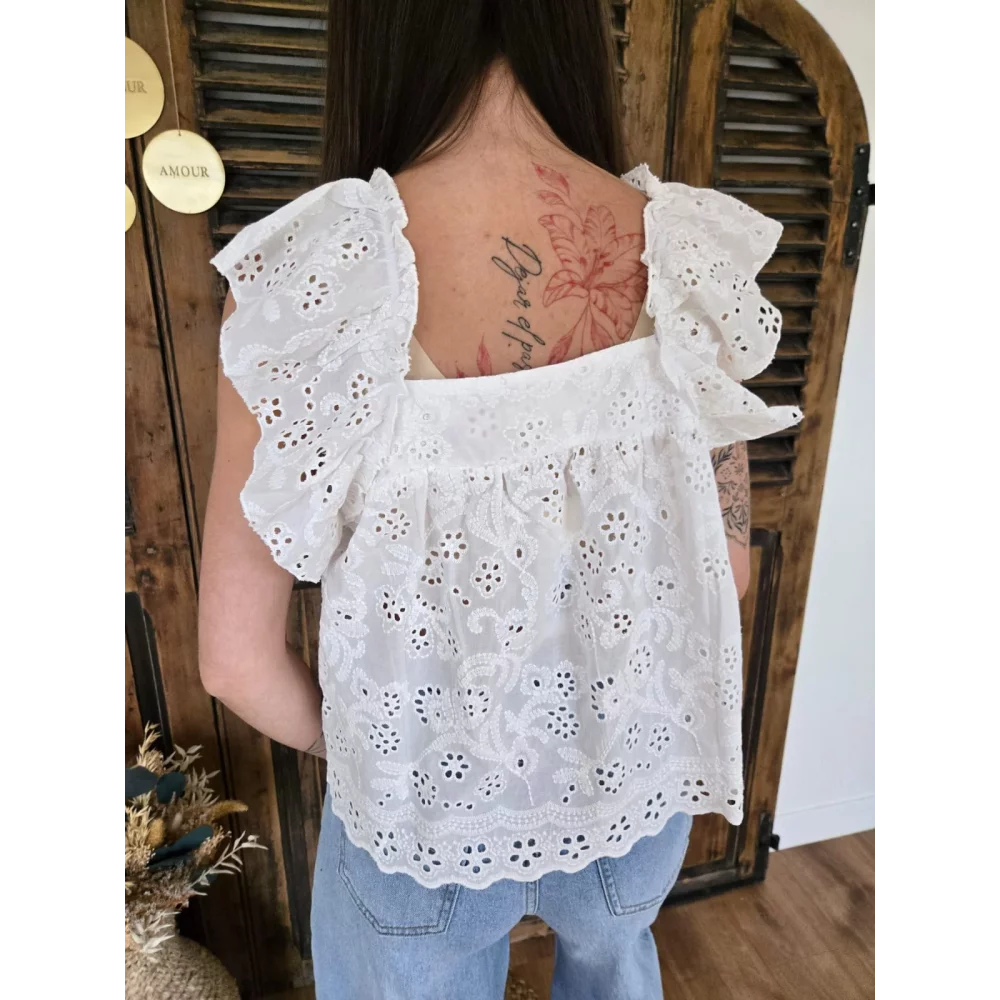 Top Louis broderie anglaise blanc