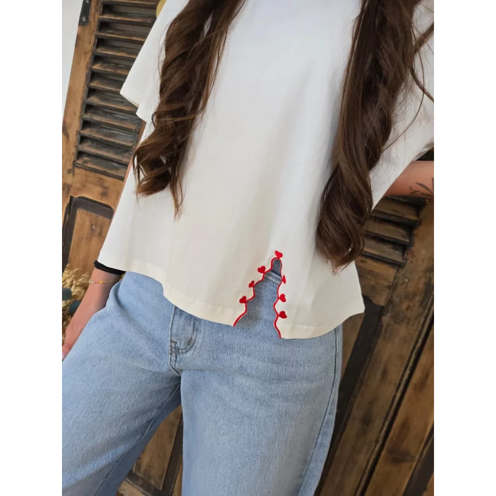 T-shirt Etienne blanc fente coeur