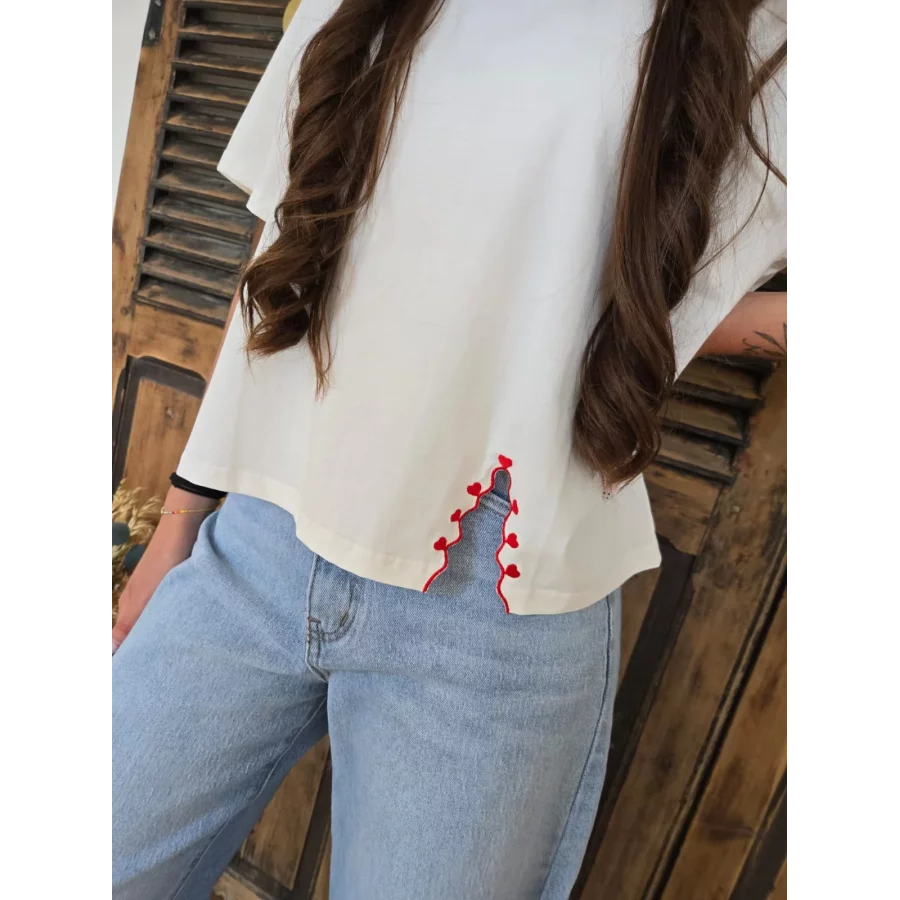 T-shirt Etienne blanc fente coeur