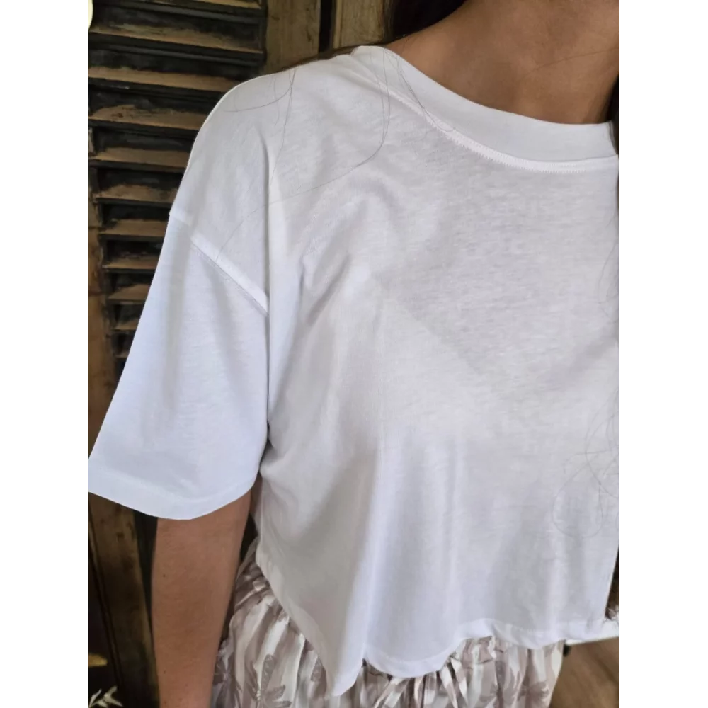 T-shirt cropped Simon blanc