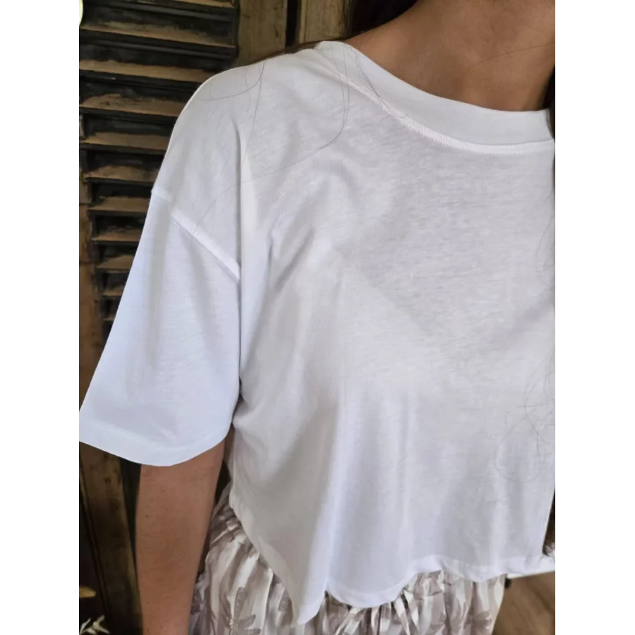 T-shirt cropped Simon blanc