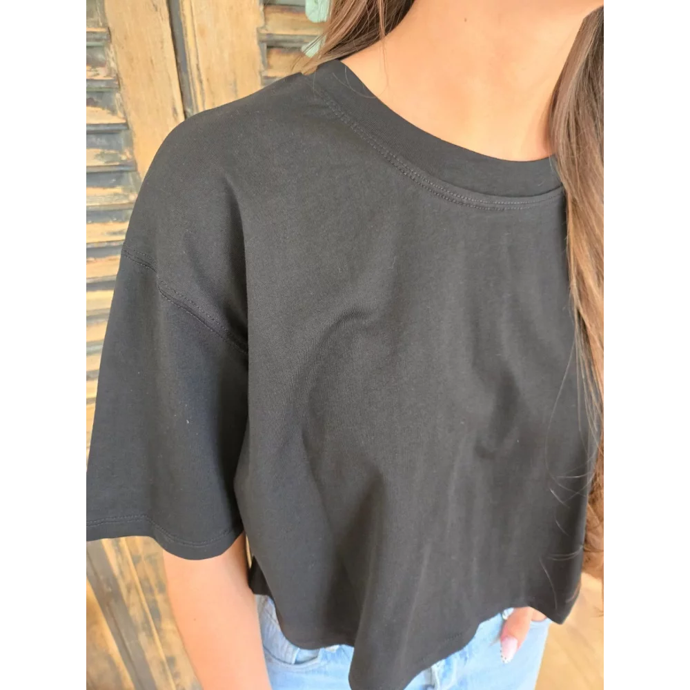 T-shirt cropped Simon noir