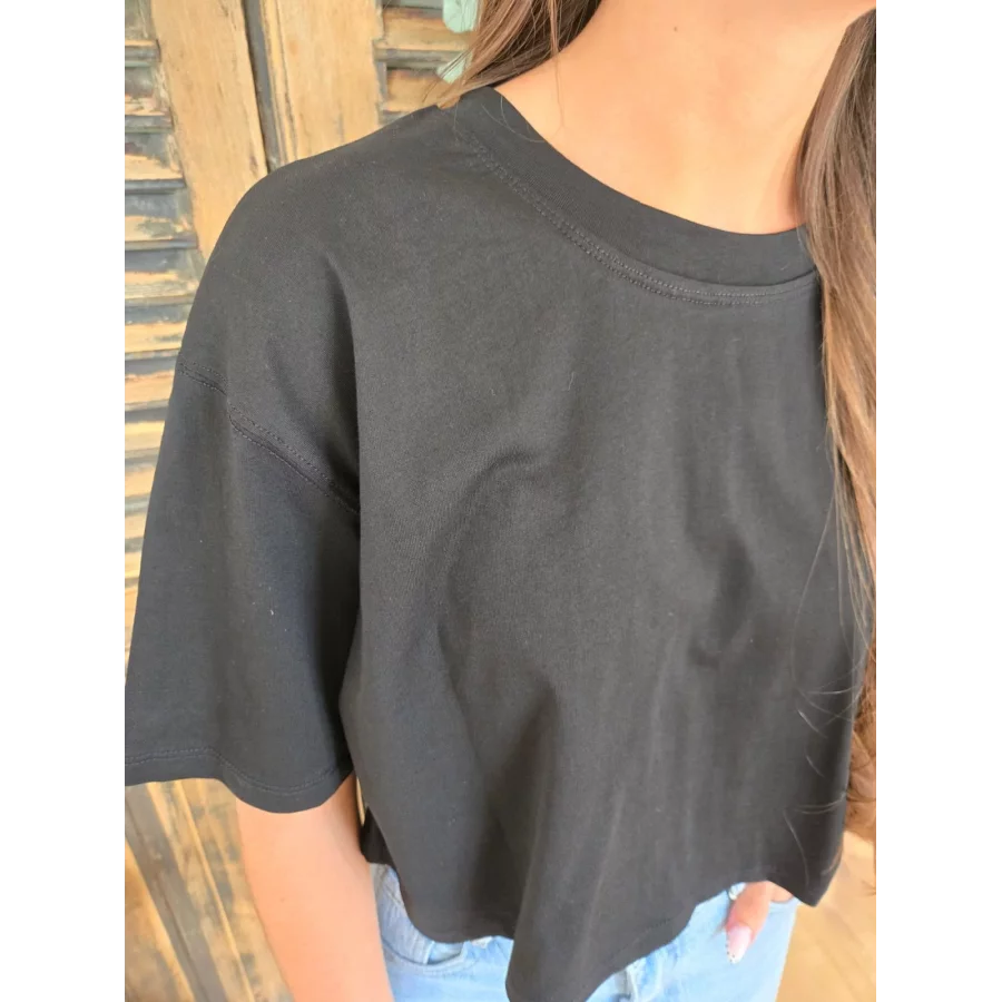 T-shirt cropped Simon noir