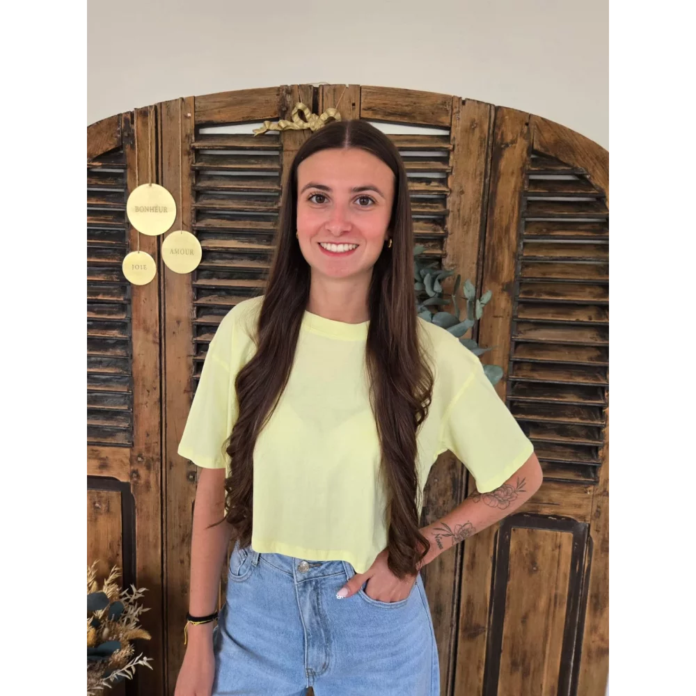 T-shirt cropped Simon jaune