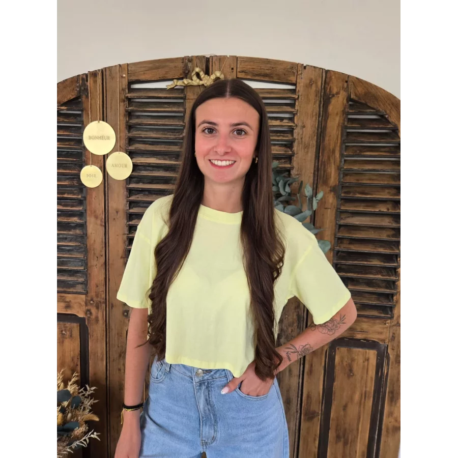 T-shirt cropped Simon jaune