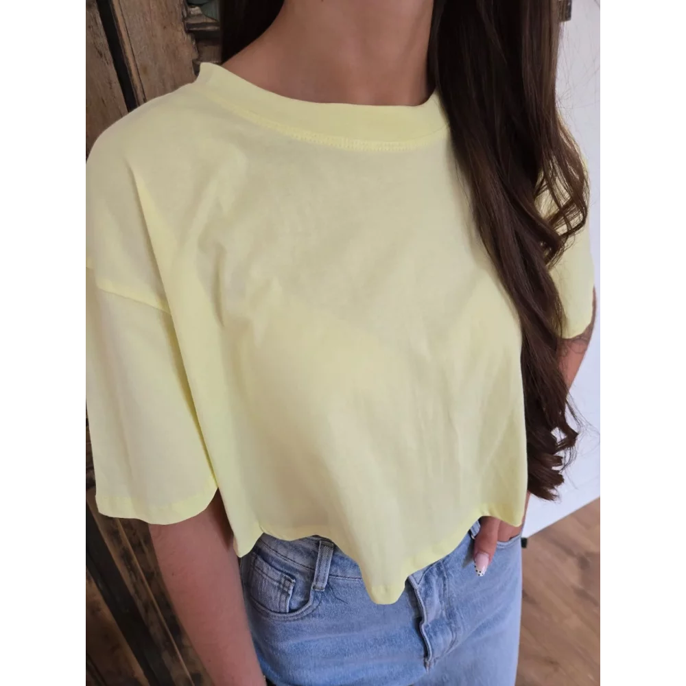 T-shirt cropped Simon jaune