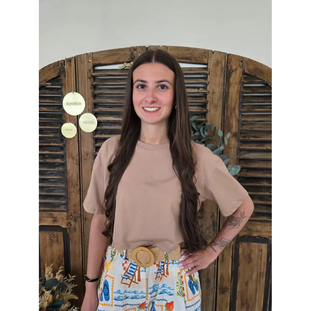 T-shirt cropped Simon taupe