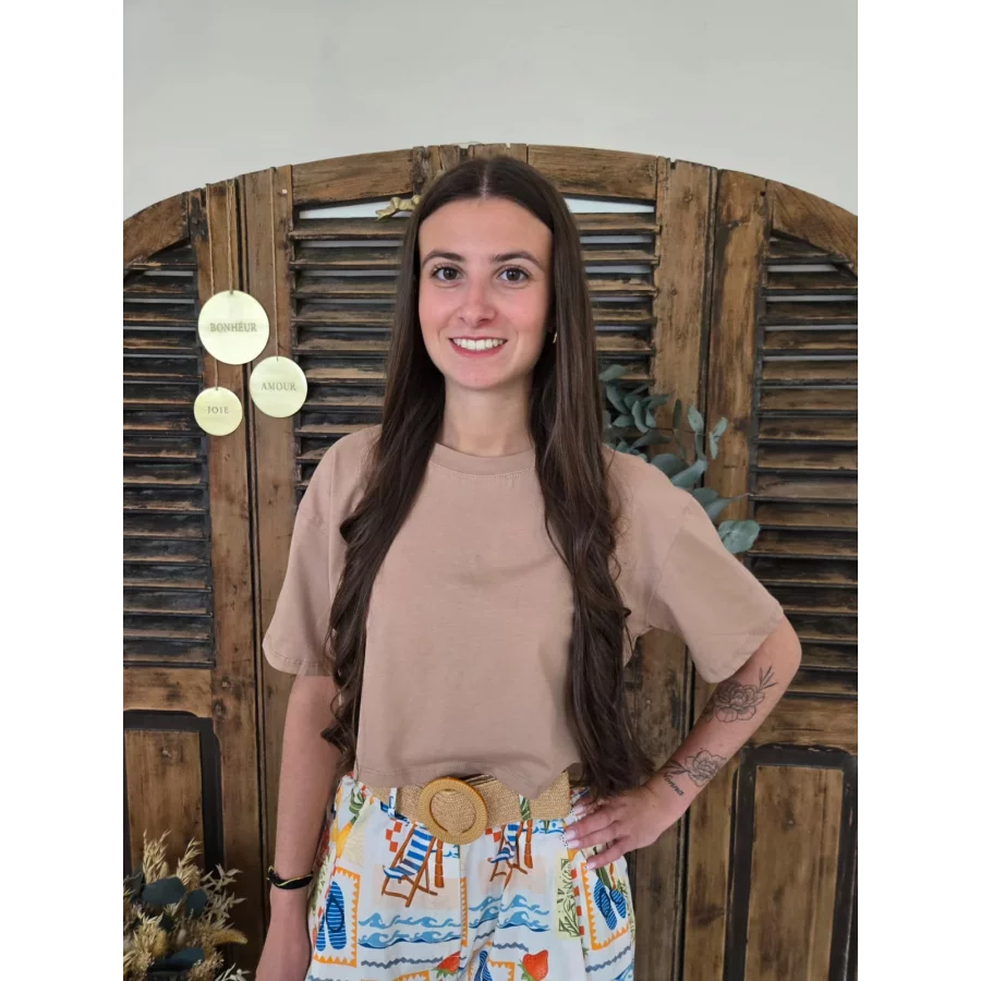 T-shirt cropped Simon taupe