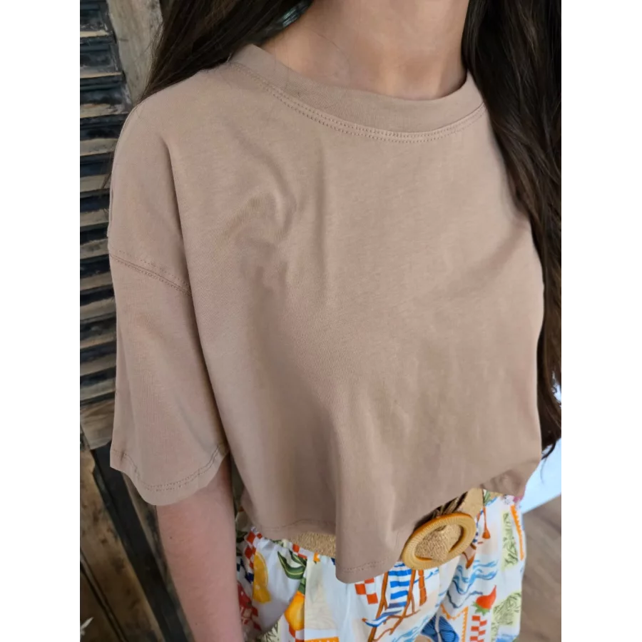 T-shirt cropped Simon taupe
