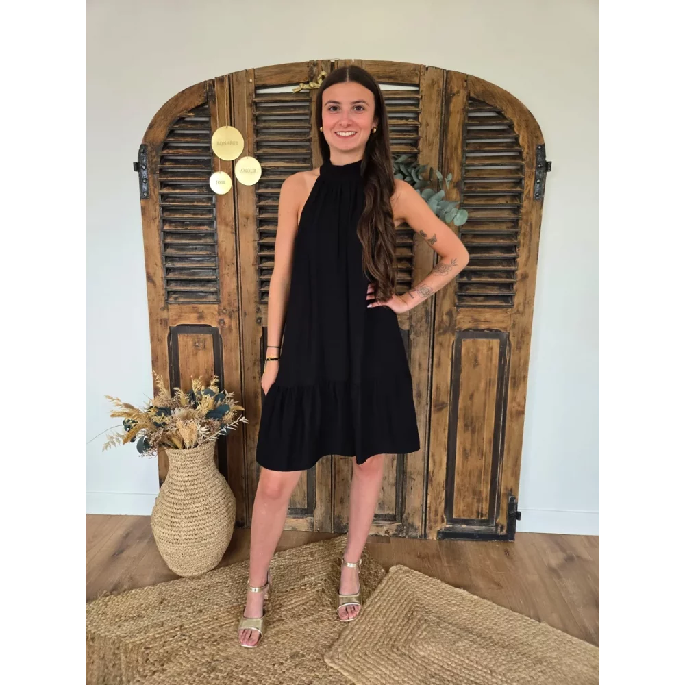 Robe Tristane noir epaules nues