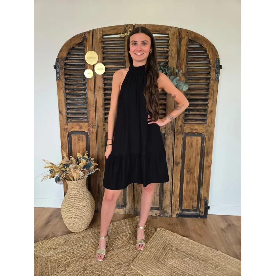 Robe Tristane noir epaules nues
