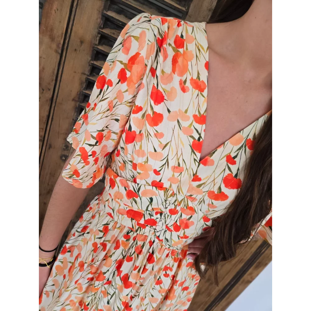 Robe longue Marylise fleurs orange