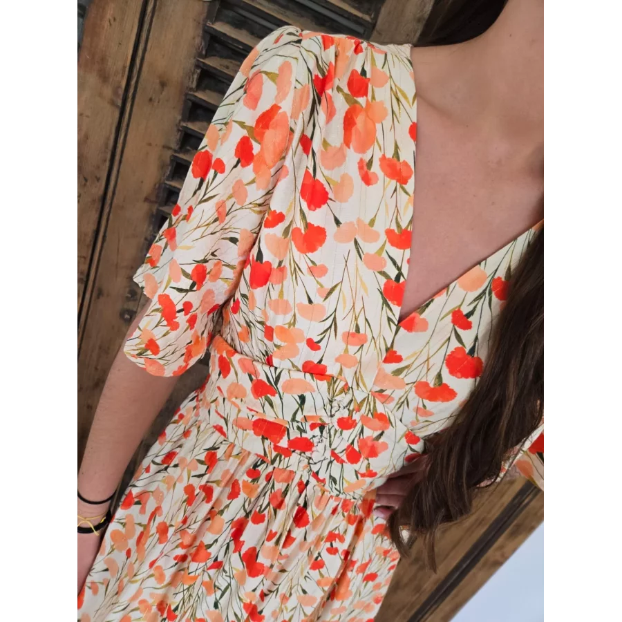 Robe longue Marylise fleurs orange